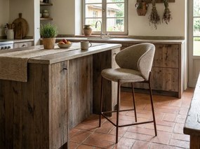 Scaun de bar KIOTO, nuc/bej