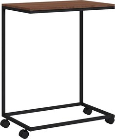 vidaXL Masă laterală cu roți, negru, 55x35x70 cm, lemn prelucrat