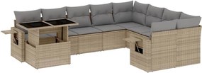 vidaXL Set canapele de grădină cu perne, 10 piese, bej, poliratan