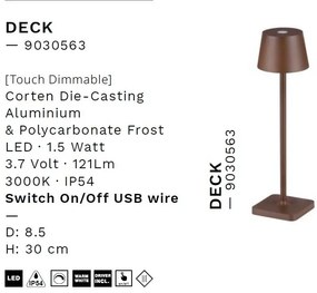Veioza/Lampa de masa LED portabila exterior IP54 DECK maro