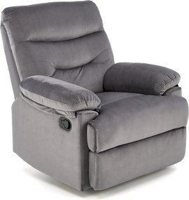 Fotoliu cu recliner DRAGER, gri/negru, stofa catifelata/metal, 88x90/1