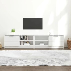 Comoda TV,2 buc., alb extralucios,80x35x36,5 cm, lemn prelucrat 2, Alb foarte lucios