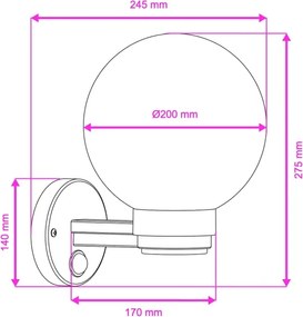 Brilagi - Aplica de exterior HARBOR cu senzor 1xE27/40W/230V IP33 antracit/alb