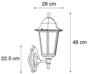 Lămpi de perete exterioare negre cu senzor de mișcare IP44 - New Orleans up