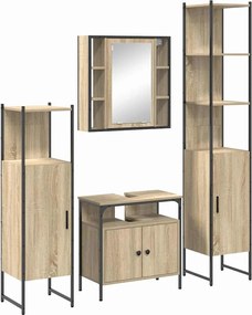vidaXL Set de mobilier pentru baie 4 pcs Stejar Sonoma Lemn compozit
