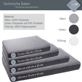 Pat pentru animale Petstuff, 79x60 cm, gri deschis, antiderp