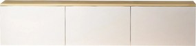 Comoda TV NEON, alb/stejar, PAL melaminat, cu iluminare LED, 160x32x35