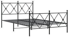 376518 vidaXL Cadru pat metalic cu tăblie de cap/picioare, negru, 120x200 cm