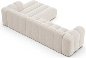 Colțar crem cu tapițerie din chenille (cu colț pe partea dreaptă/cu șezlong) Lupine – Micadoni