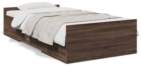 3280348 vidaXL Cadru de pat cu sertare, stejar maro, 90x190 cm lemn prelucrat
