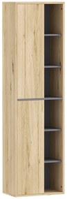 HOMCOM Coloană de Baie de Perete Dulap de Baie cu Compartimente Deschise și 2 Uși 40x24x141,5 cm Natural | Aosom Romania