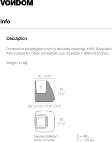 Ghiveci plante / Vaza flori exterior / interior design modern premium MOMA PLANTER MEDIUM 45004R Vondom