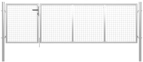 vidaXL Poartă de grădină din oțel 350x75 cm argintie