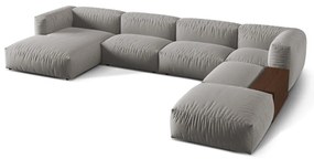 Colțar modular gri deschis (cu colț pe partea dreaptă/în formă de "U") Martina – Micadoni Home