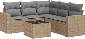 vidaXL Set canapele de grădină cu perne, 6 piese, bej, poliratan