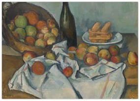Tablou pe sticlă - Paul Cezanne, The Basket of Apples, reproducere (70x50 cm)