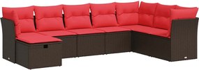 vidaXL Set canapele de grădină cu perne, 8 piese, maro, poliratan