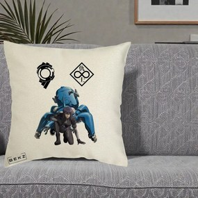 Perna Personalizata Ghost in the Shell Motoko si Tachikoma, 40x40 cm, Ecru, Husa Detasabila, Perna Inclusa, BEKZ®