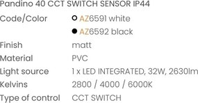 Plafoniera LED CCT, Protectie IP44, Senzor de miscare, PANDINO 40cm alb