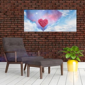 Tablou - Copac de inimă roz (120x50 cm)