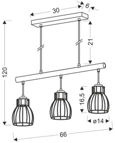 Candelabru pe lanț BERNITA 3xE27/60W/230V