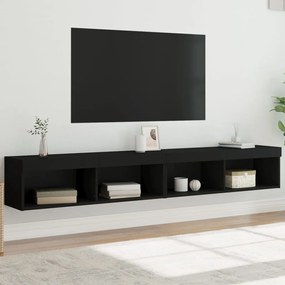 837158 vidaXL Comode TV cu lumini LED, 2 buc., negru, 100x30x30 cm