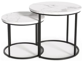 SET 2x măsuță de cafea OREO d. 43/53 cm negru/decor marmorat