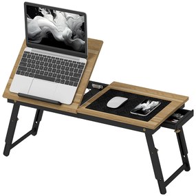 HOMCOM Suport Laptop Înclinabil, cu Înălțime Reglabilă și Sertar Lateral, 86x33x22,5-32 cm, Negru | Aosom Romania