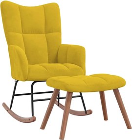 vidaXL Scaun balansoar cu taburet, galben muștar, catifea