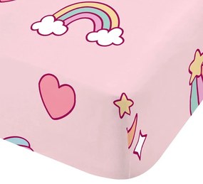 Cearceaf pentru copii roz pentru pat de o persoană cu elastic 90x190 cm Forever Together – Catherine Lansfield