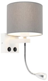 Lampa de perete moderna alba cu abajur gri - Brescia