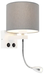 Lampa de perete moderna alba cu abajur gri - Brescia