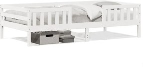 vidaXL Cadru de pat fără saltea, alb, 90x200 cm, lemn masiv pin