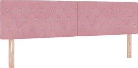 vidaXL Tăblie LED cu benzi LED cu headboard Manual Roz 180 cm Catifea
