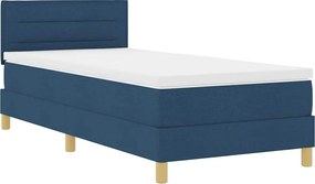 vidaXL Pat cu arc LED cu saltea cu led albastru 90 x 200 cm țesătură