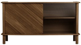 Vitrină maro din lemn de stejar cu ușă glisantă 135x73,5x48 cm Italic – UMAGE