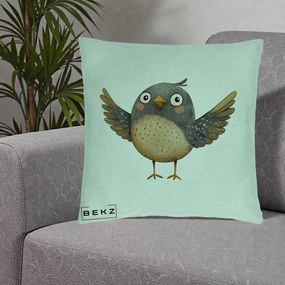 Perna Decorativa Pasare cu Aripi Intinse, 40x40 cm, Verde Menta, Husa Detasabila, Perna Inclusa, BEKZ®