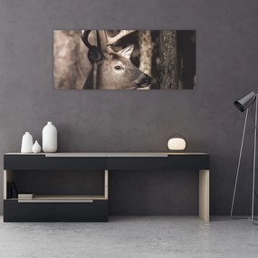 Tablou - Cerb în pădure (120x50 cm)
