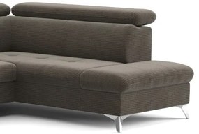 Canapea colțar extensibilă cu spațiu depozitare, model CATANIA, maro, dreapta