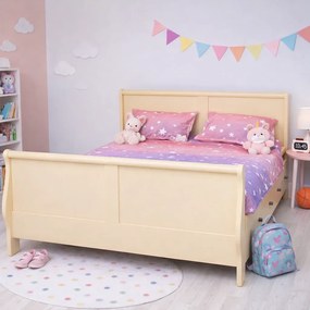 Pat matrimonial Royal cu 2 sertare - 160x200 cm - din lemn masiv de brad