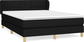 vidaXL Pat box spring cu saltea, negru, 140x190 cm, textil
