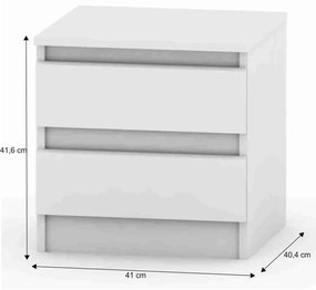 Noptiera cu 2 sertare, alba, HANY NEW 002