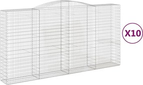 vidaXL Coșuri gabion arcuite, 10 buc 400x50x200/220cm, fier galvanizat