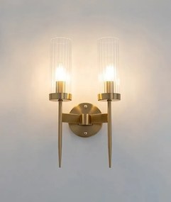 Aplica de perete, Metal, Sticla, Flame auriu