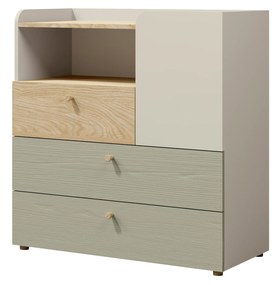 Comodă Yoda 10 (bej deschis + stejar uleios + eucaliptus). 1087375