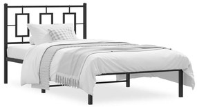 374236 vidaXL Cadru de pat din metal cu tăblie, negru, 100x200 cm
