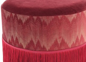 Puf/ Taburet tapitat cu franjuri Cleopatra Bordeaux