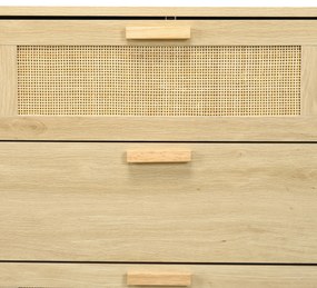 HOMCOM Comodă design boem din ratan cu 6 sertare, mobilier de depozitare pentru living, hol, intrare, stejar | Aosom Romania