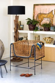 Fotoliu impletit din rattan, cu bordura decorativa neagră, "Asano"