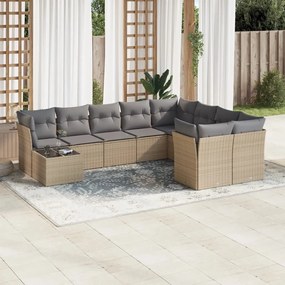 vidaXL Set canapele de grădină cu perne, 10 piese, bej, poliratan